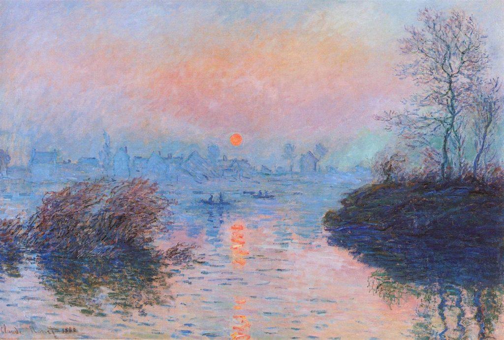 sunset on the seine at Lavacourt, winter effect by Claude Monet